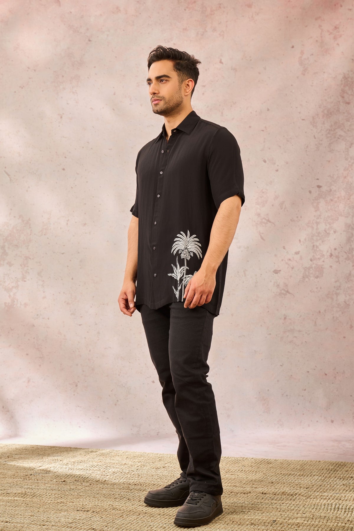 Black Palm Tree Print Shirt