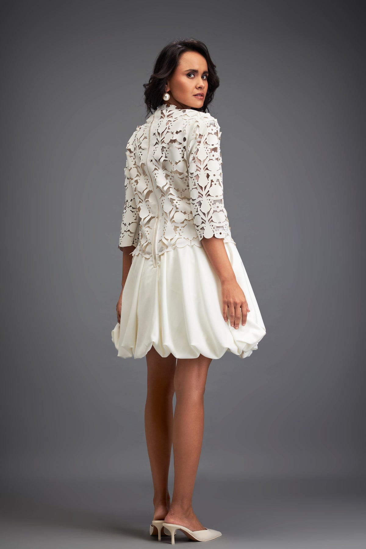 White Velvet Bubble Dress