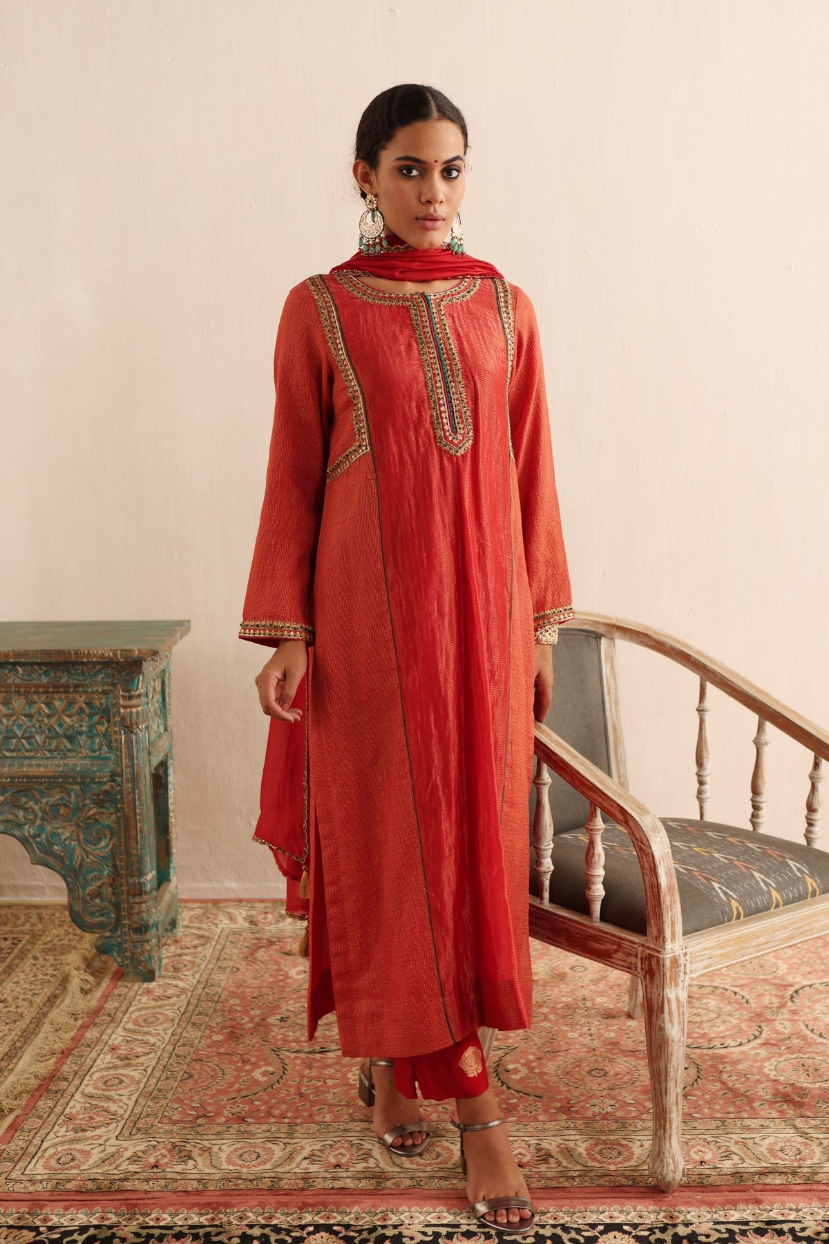 Tomato Red Kurta Set