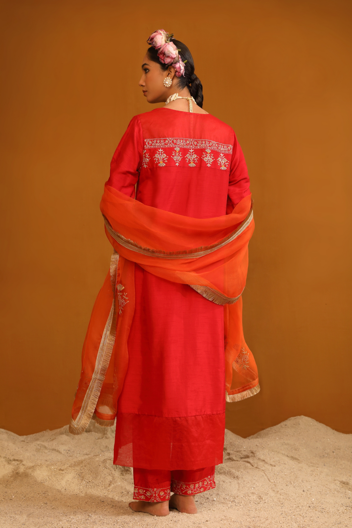 Zeenat Deep Red Kurta Set