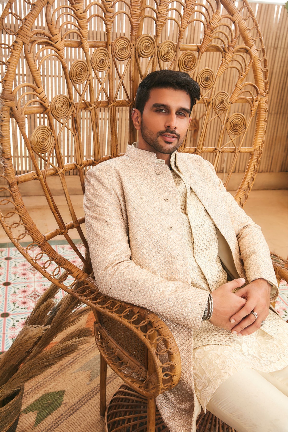 French Knot Bridal Sherwani Set