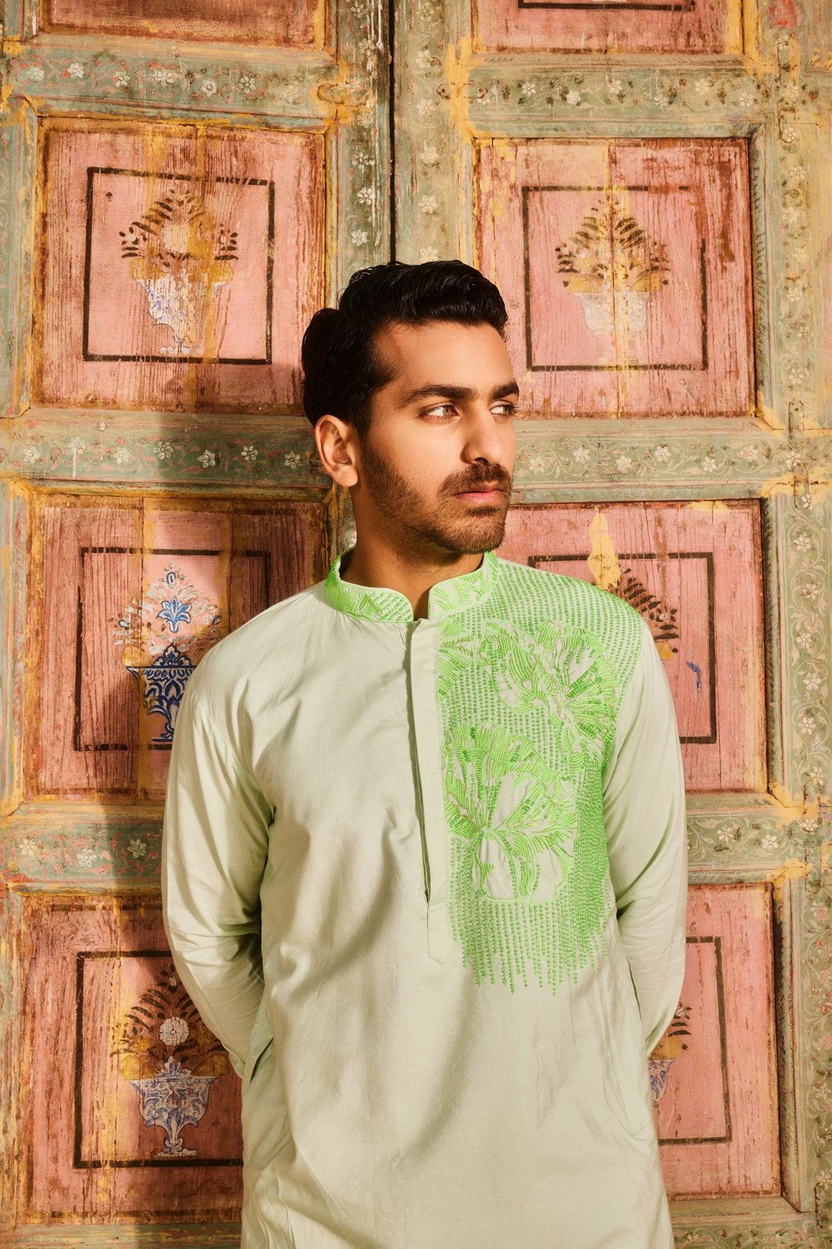 Mint Green Embroidery Kurta Set