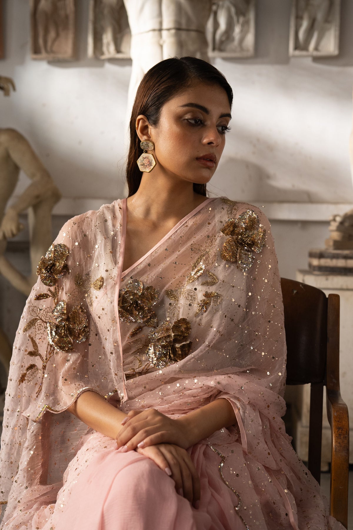 Lden Vile Mellow Pink Saree