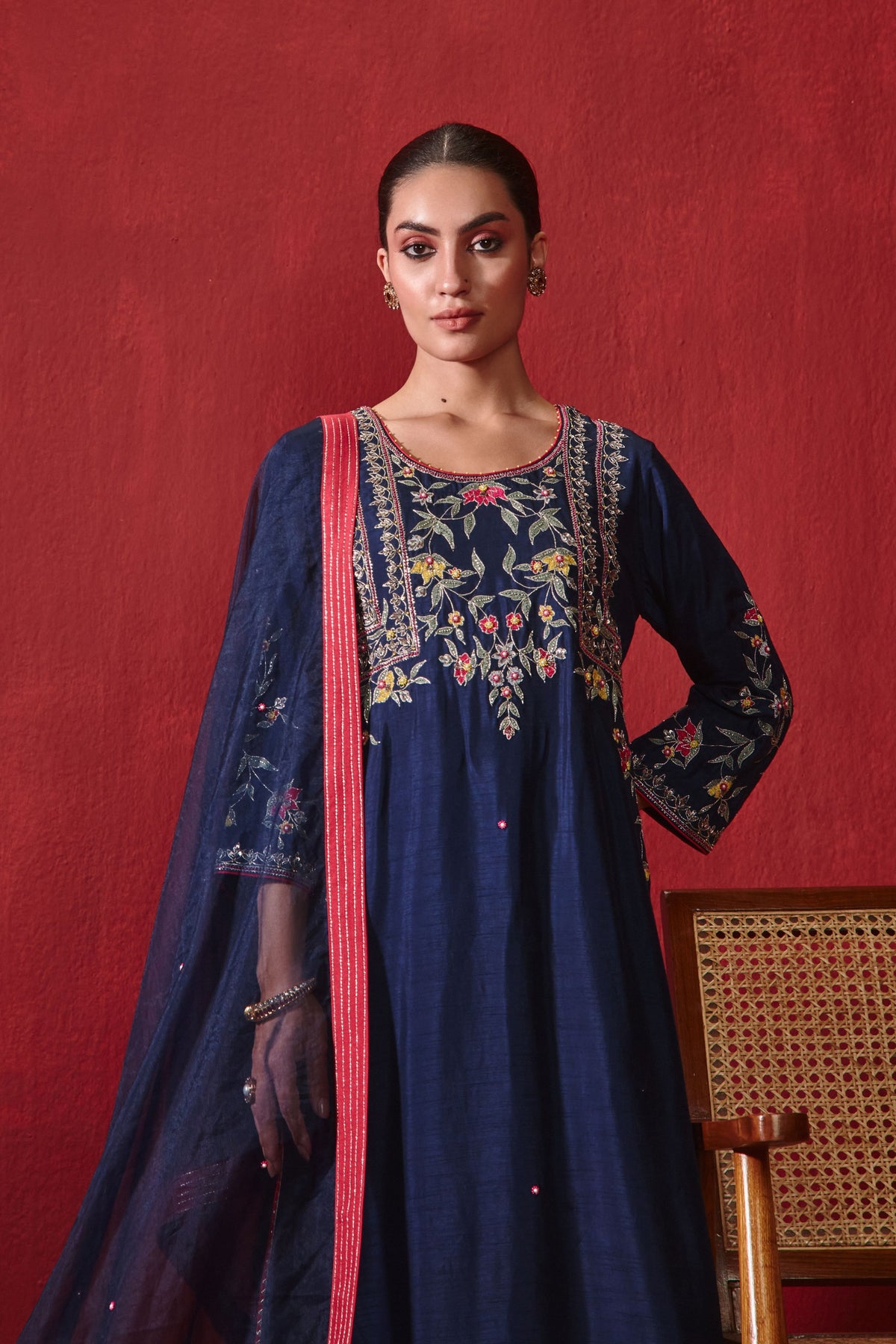 Navy Preeti Kurta Set