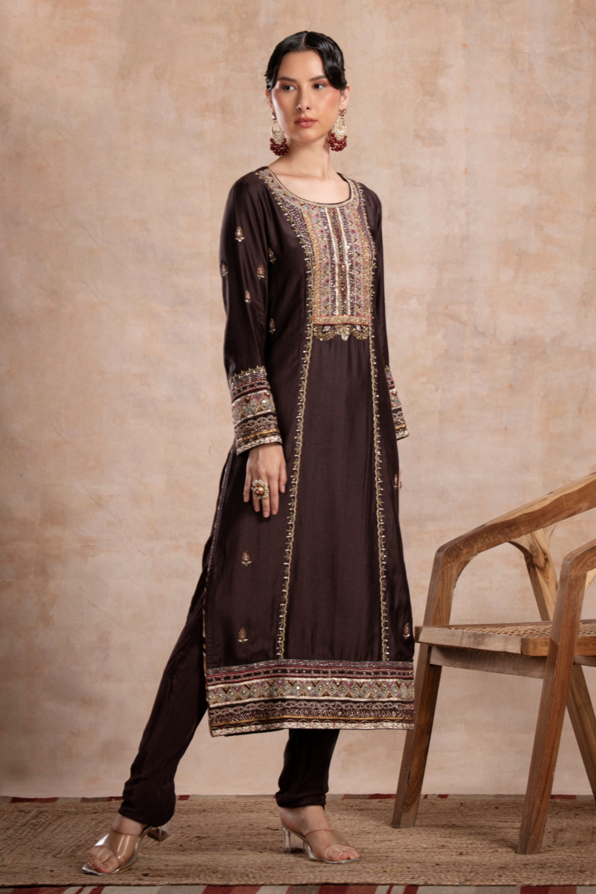 Rabia Straight Suit Set Brown