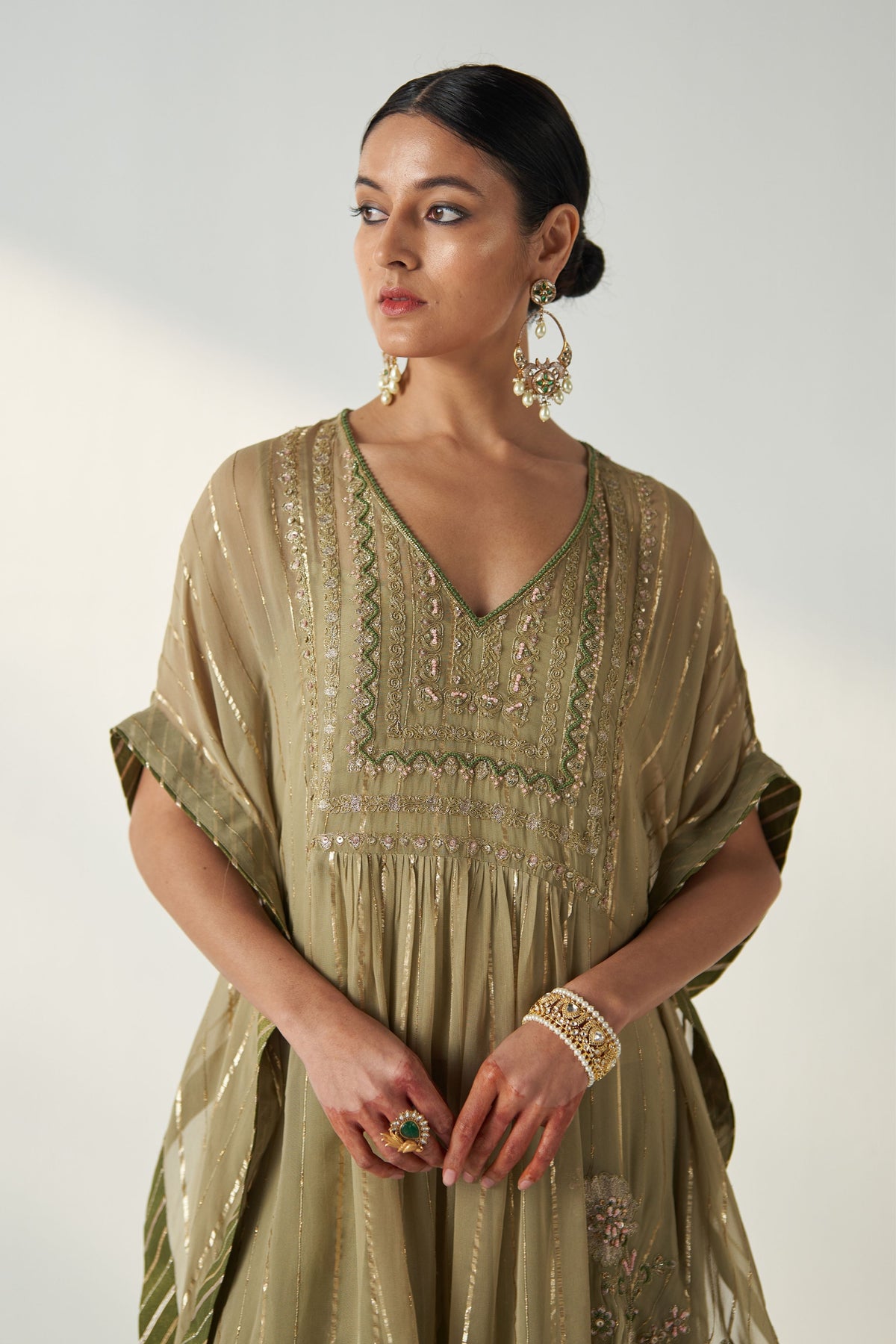 Suhana Green Kaftan Gharara Set