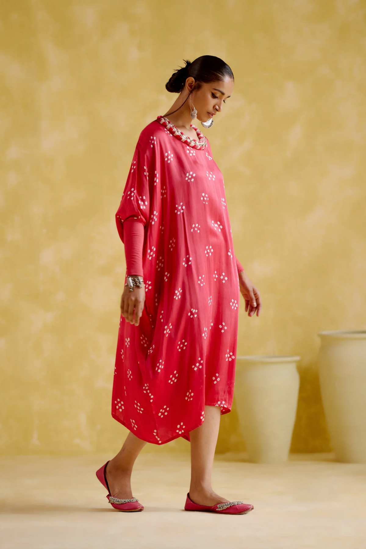 Annapoorna Pink Bandhini Kaftan