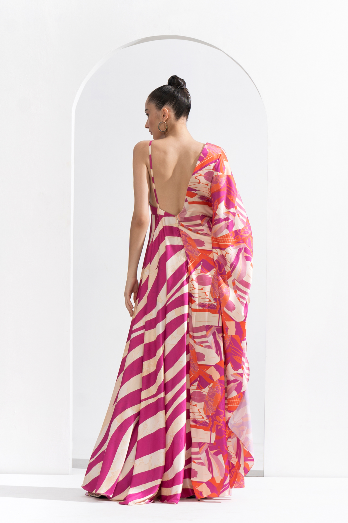 Fuschia Print Blocked Kaftan