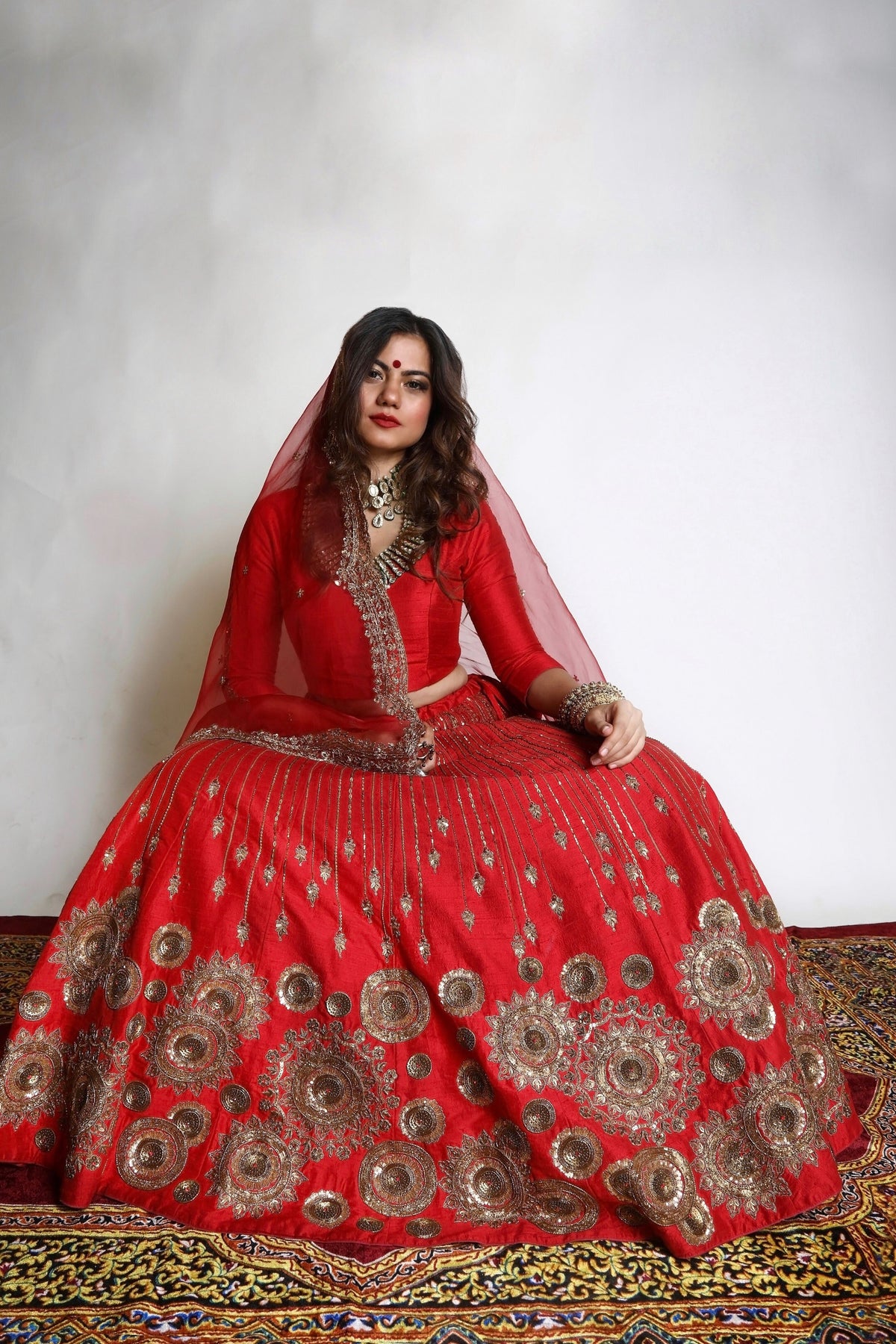 Red Chakra Lehenga