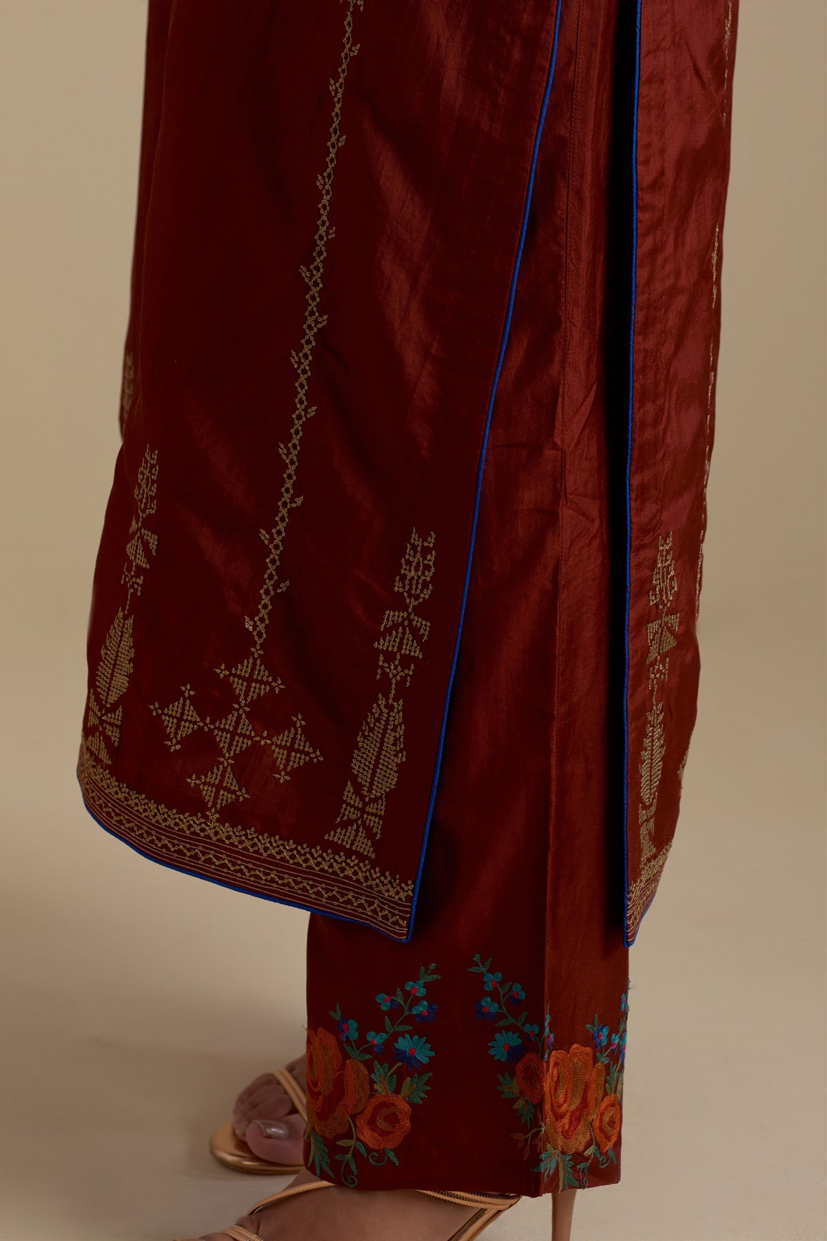 Maroon Silk Kurta Set