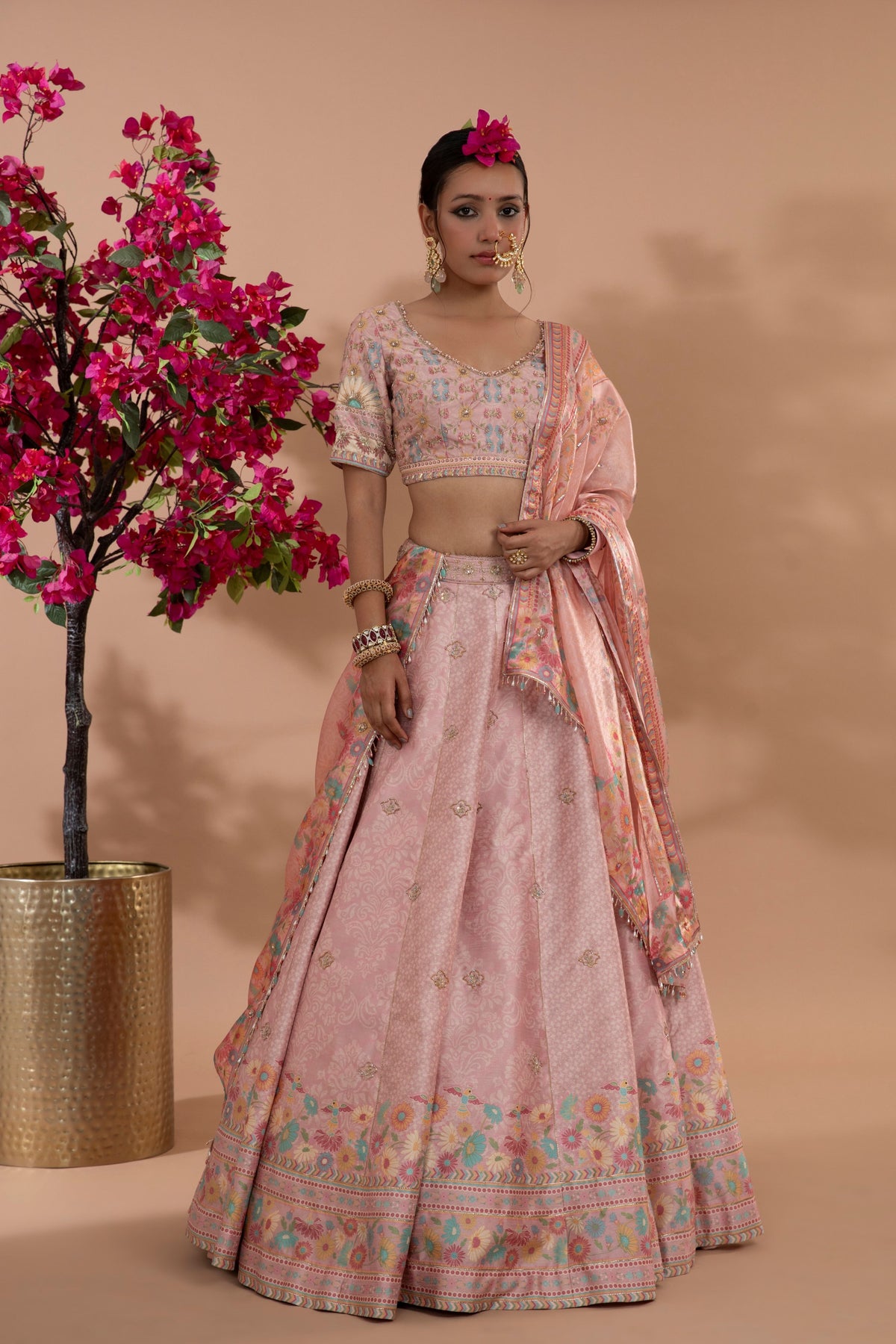 Dusty Rose Printed Lehenga Set