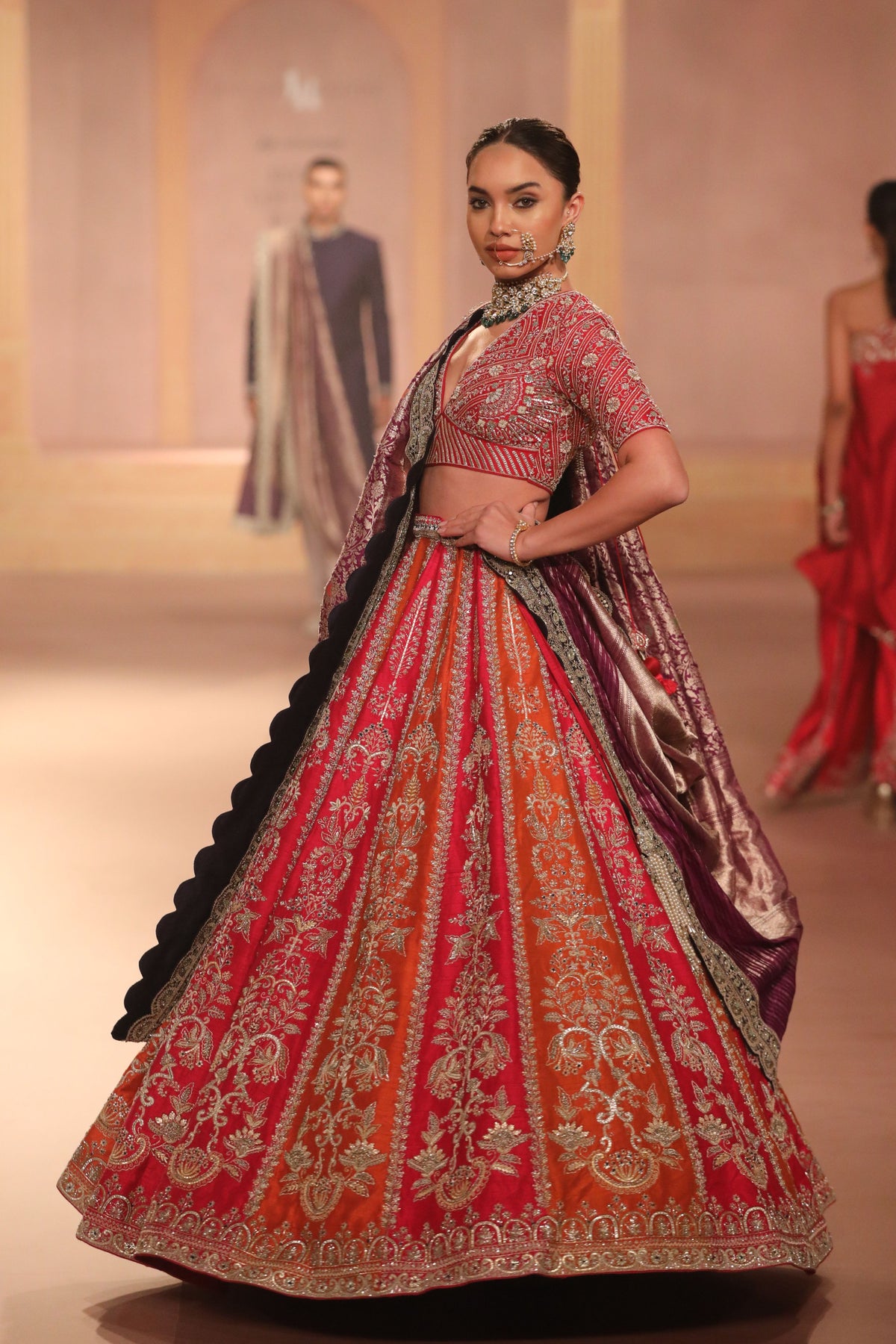 Rani Pink Embroidered Lehenga Set