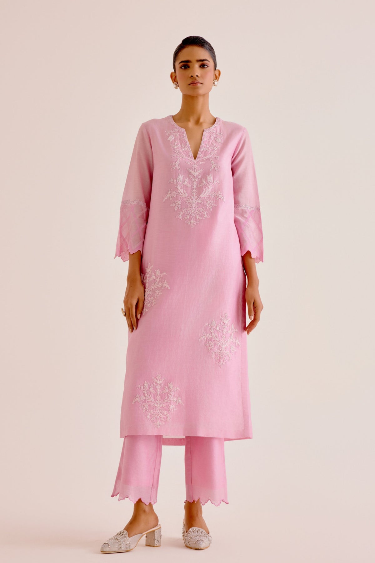 Pink Embroidered Kurta Set