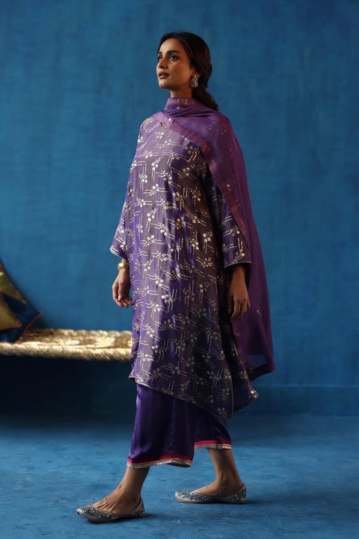 Purple Aam Panna Kurta Set