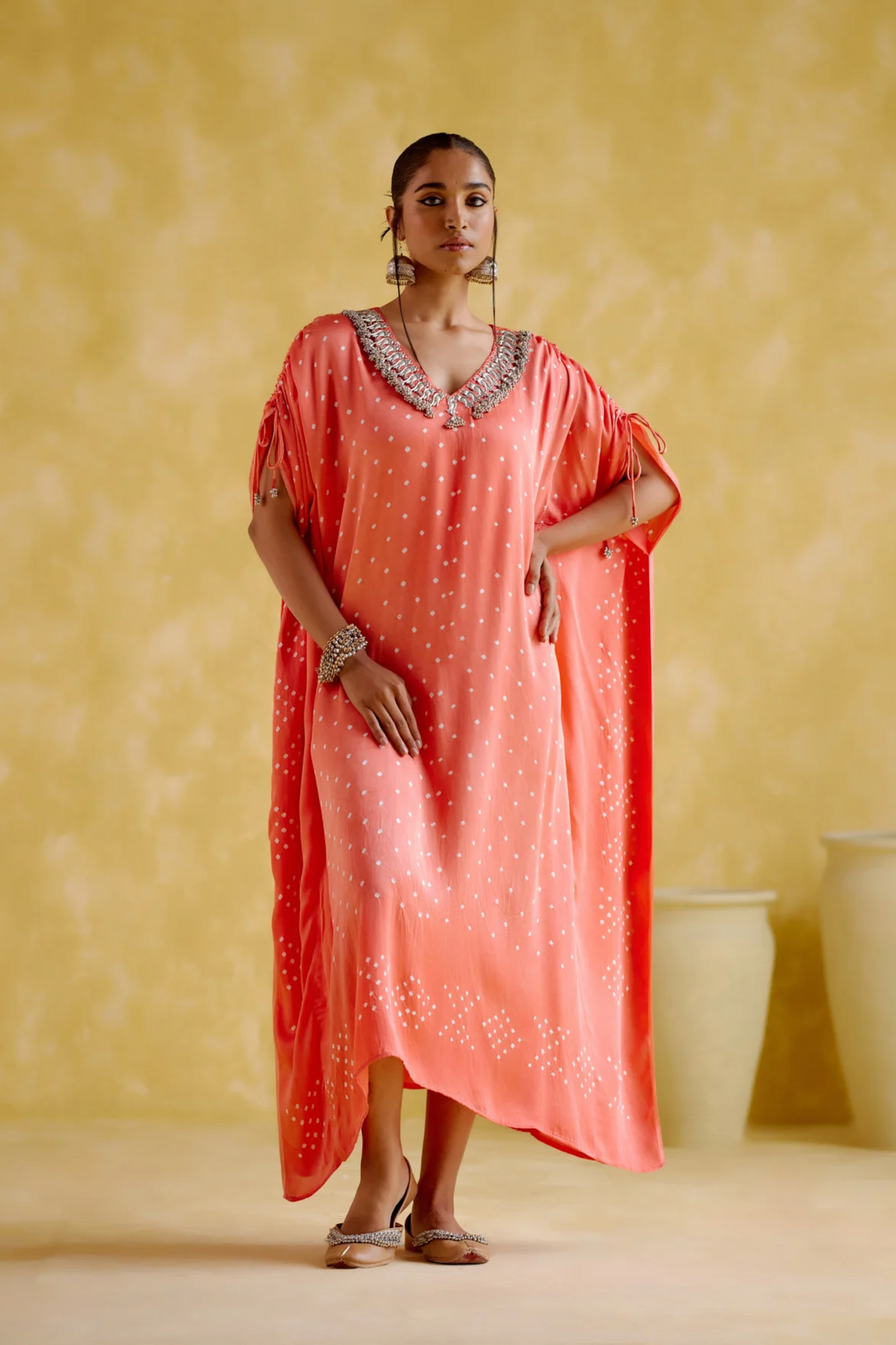 Dakshayani Peach Orange Kaftan