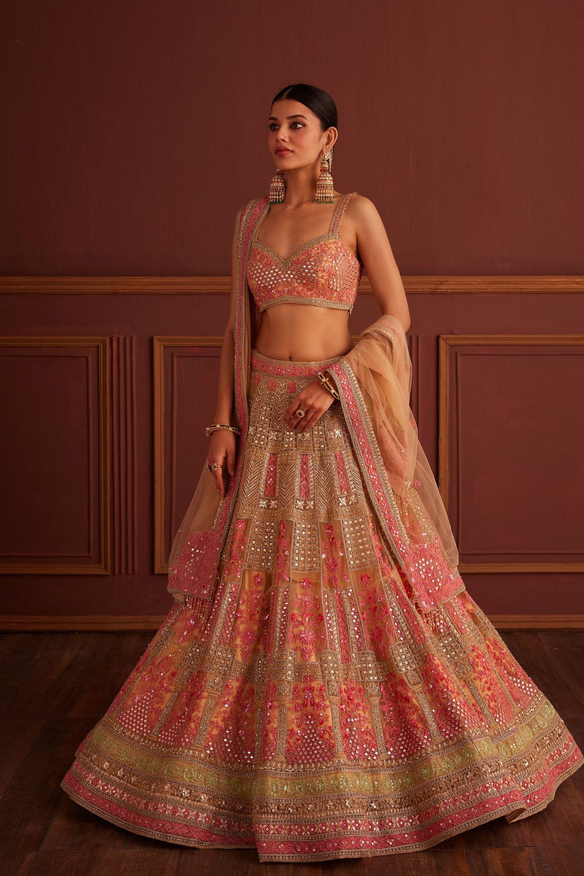 Pink Mirror-work Lehenga