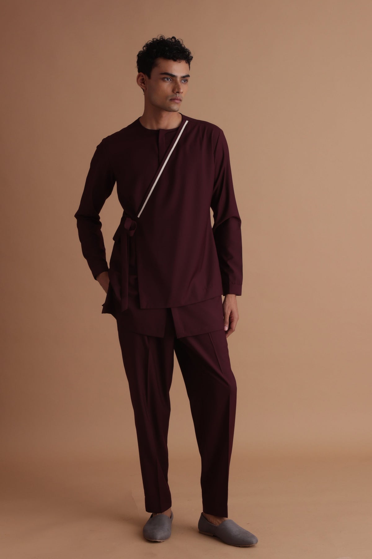 Burgundy Tie up Kurta