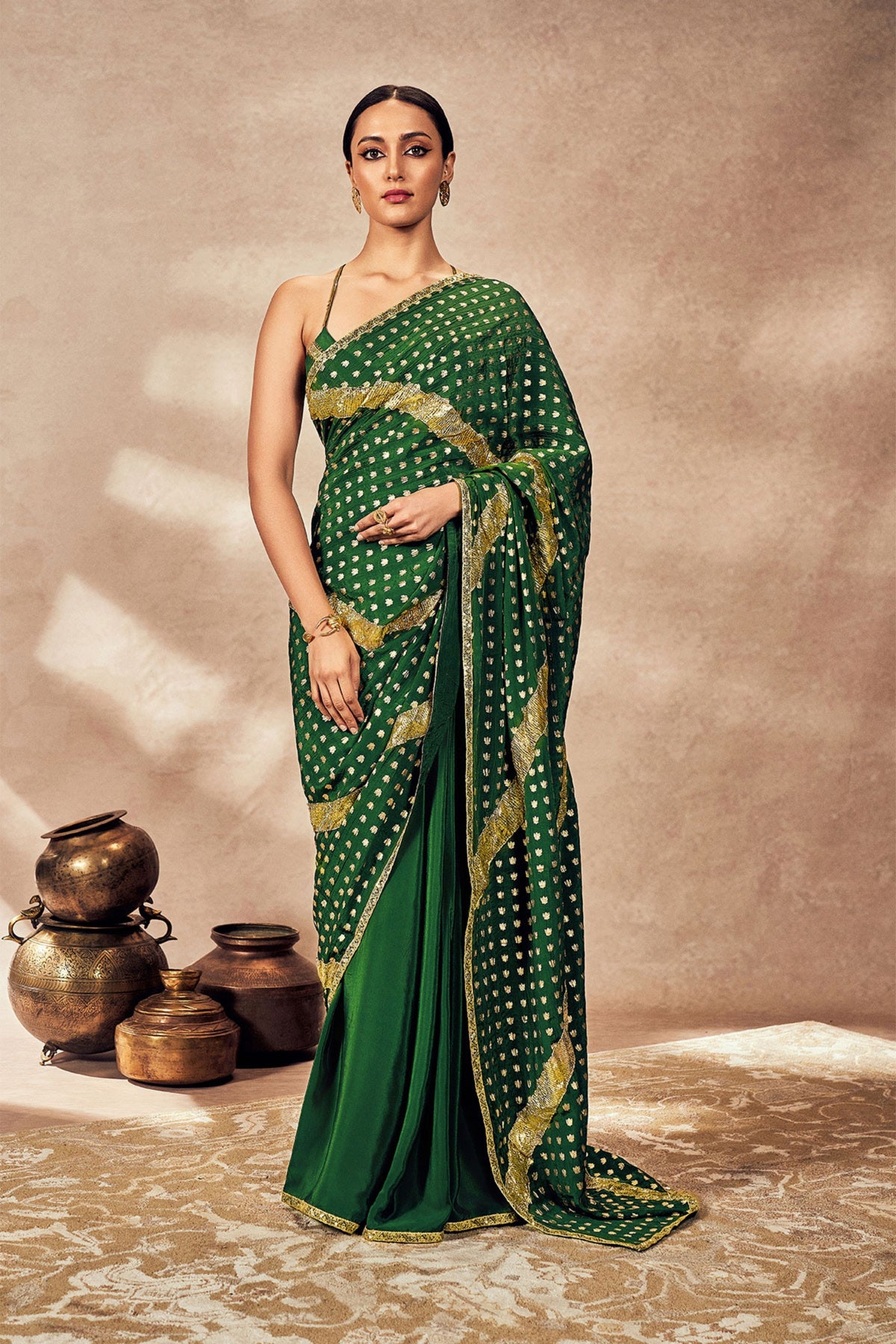 Green Palmscape Gota Saree