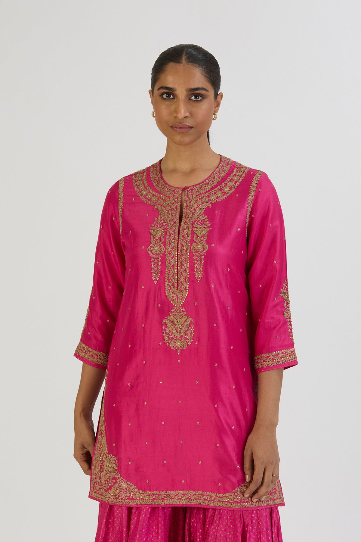 Fuschia Sajal Kurta and Sharara