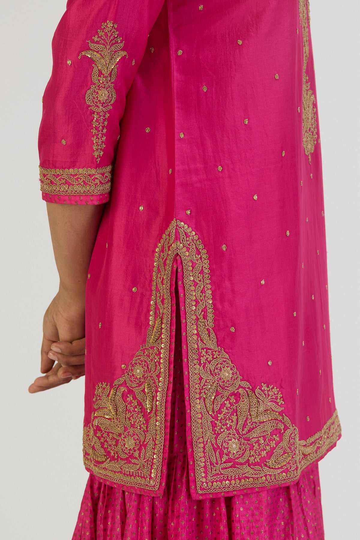 Fuschia Sajal Kurta and Sharara