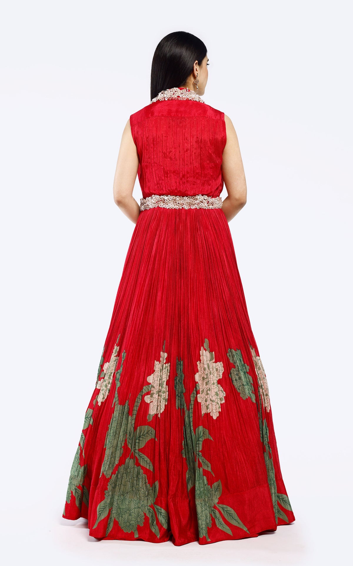 Lapel collar Floral Gown