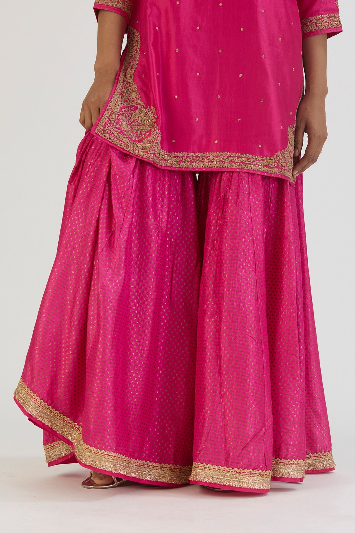 Fuschia Sajal Kurta and Sharara