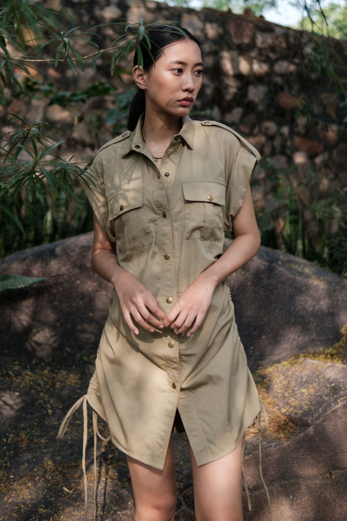 Khaki Sunrise Gather Shirt