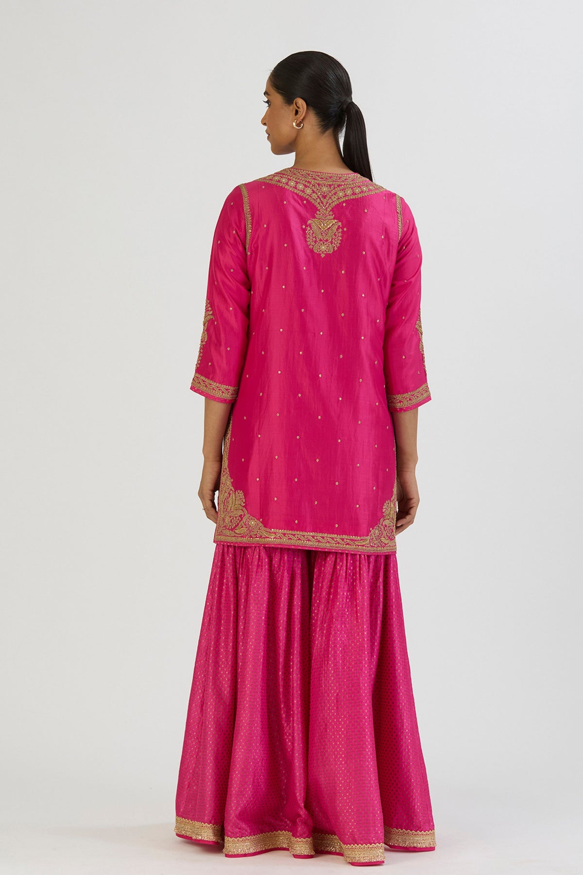 Fuschia Sajal Kurta and Sharara