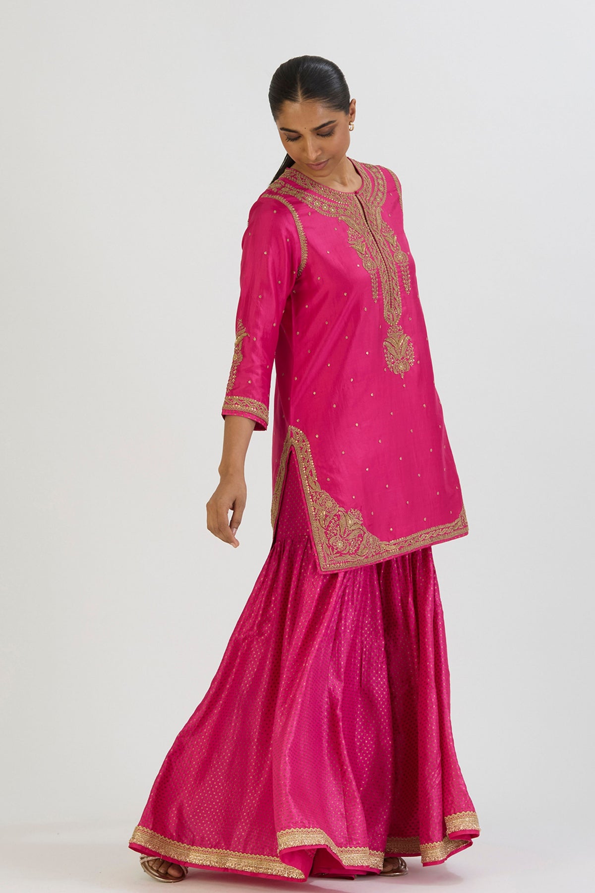 Fuschia Sajal Kurta and Sharara