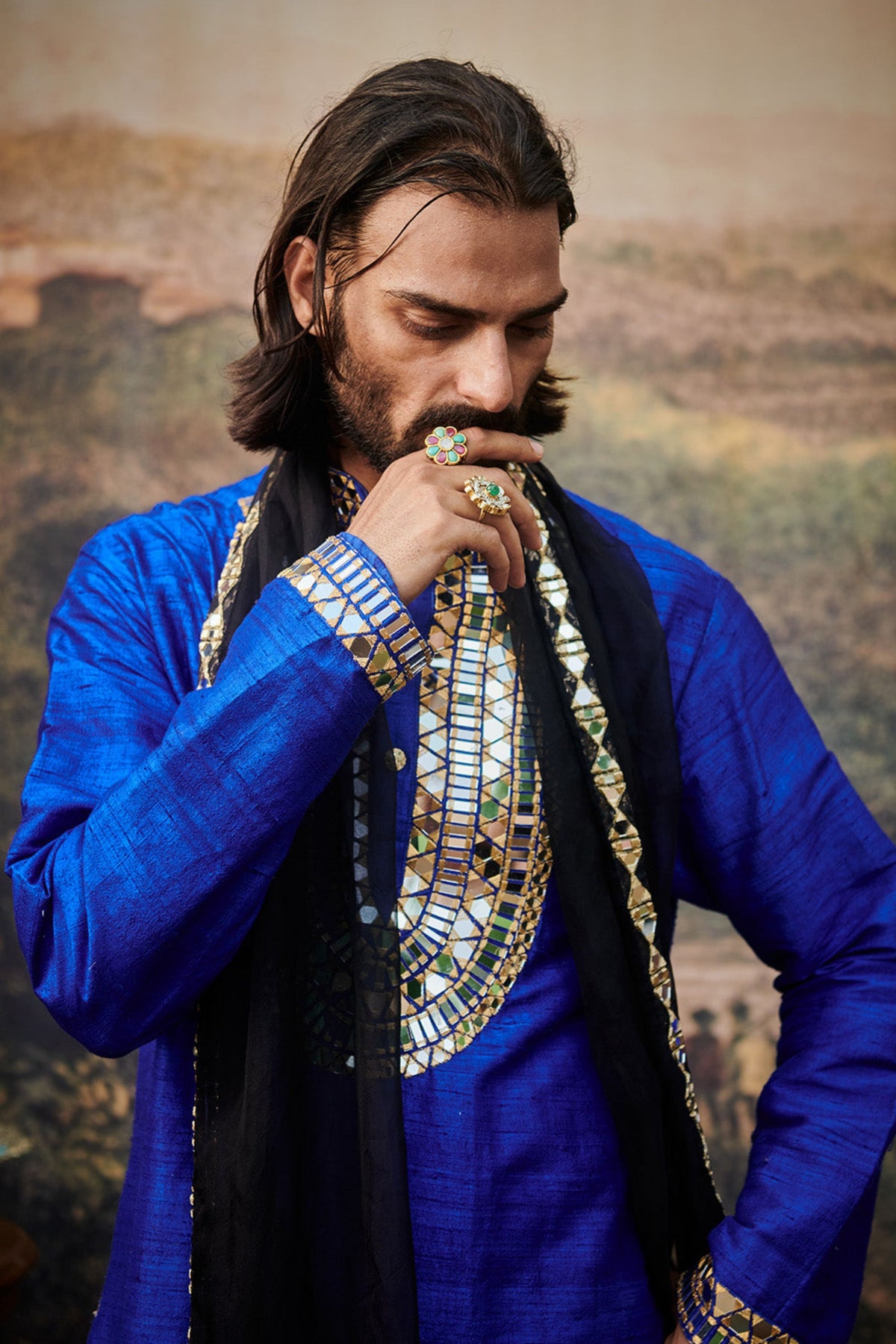 Sufi Electric Blue Kurta Set