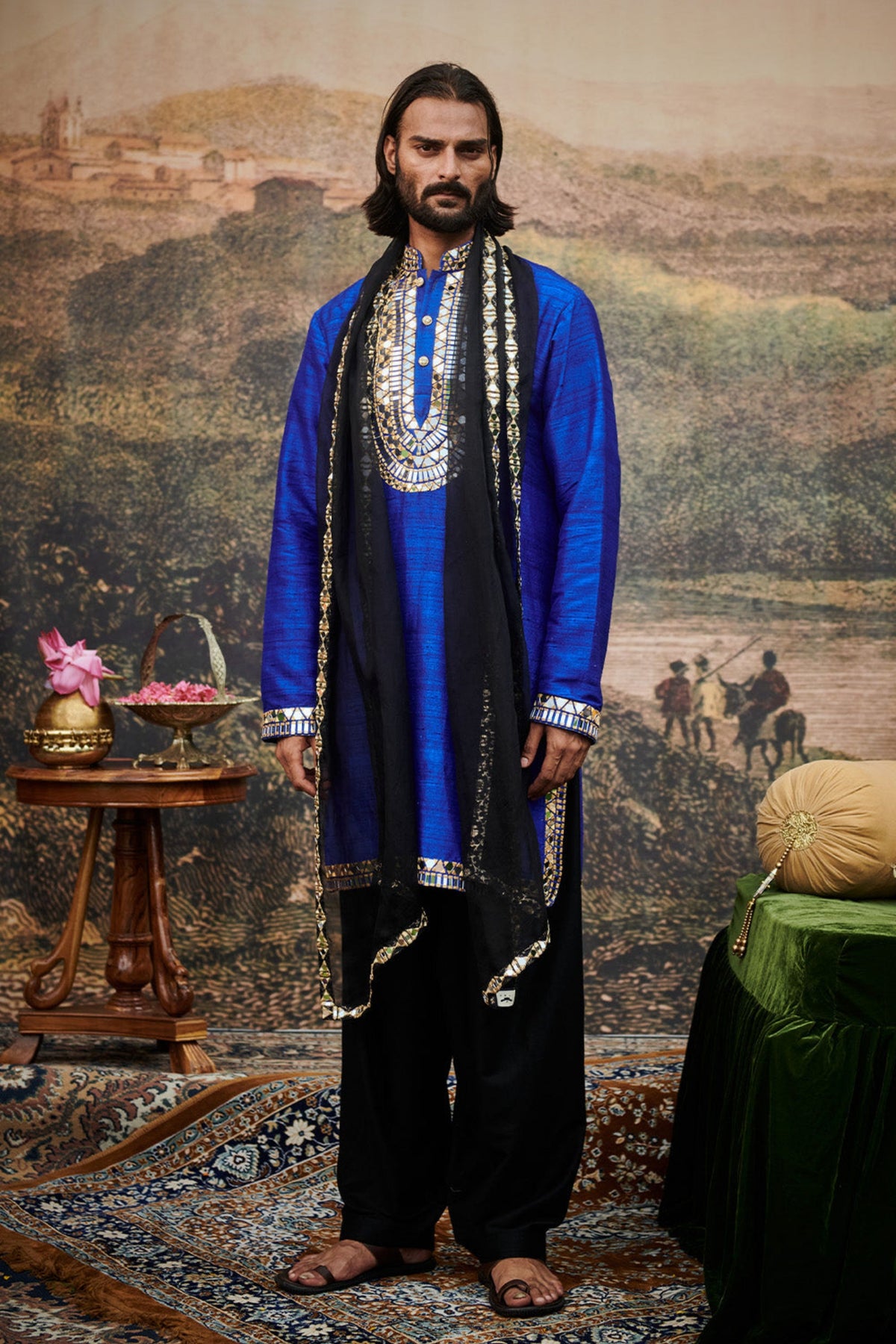 Sufi Electric Blue Kurta Set