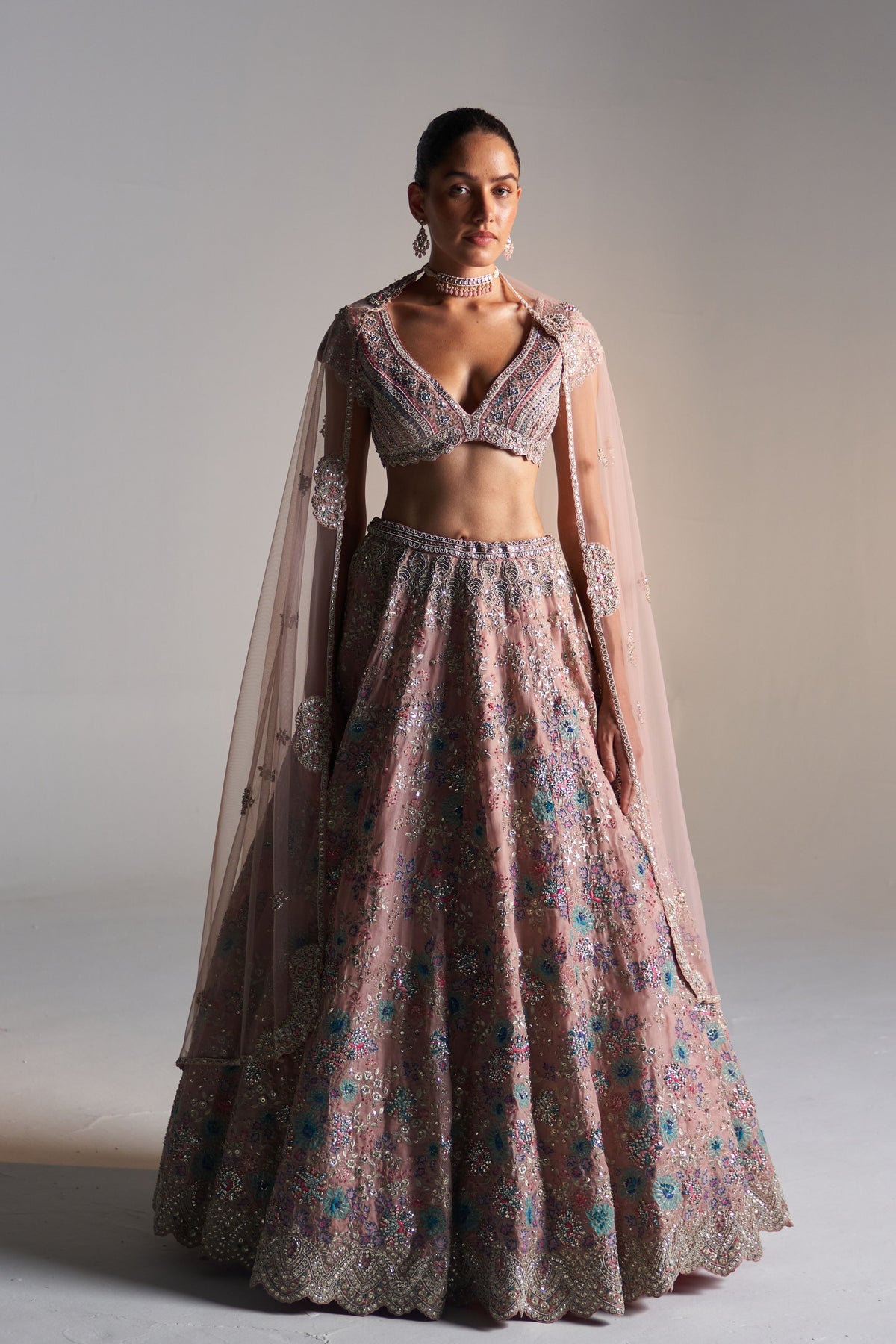 Camellia Pink Embroidery Lehenga Set