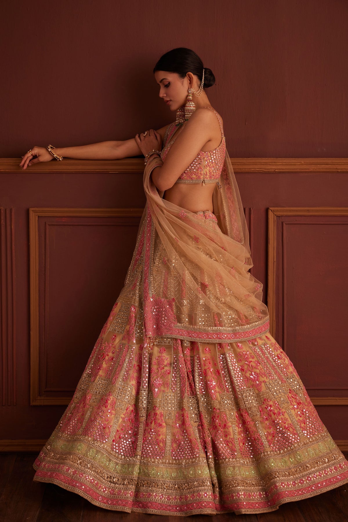 Pink Mirror-work Lehenga