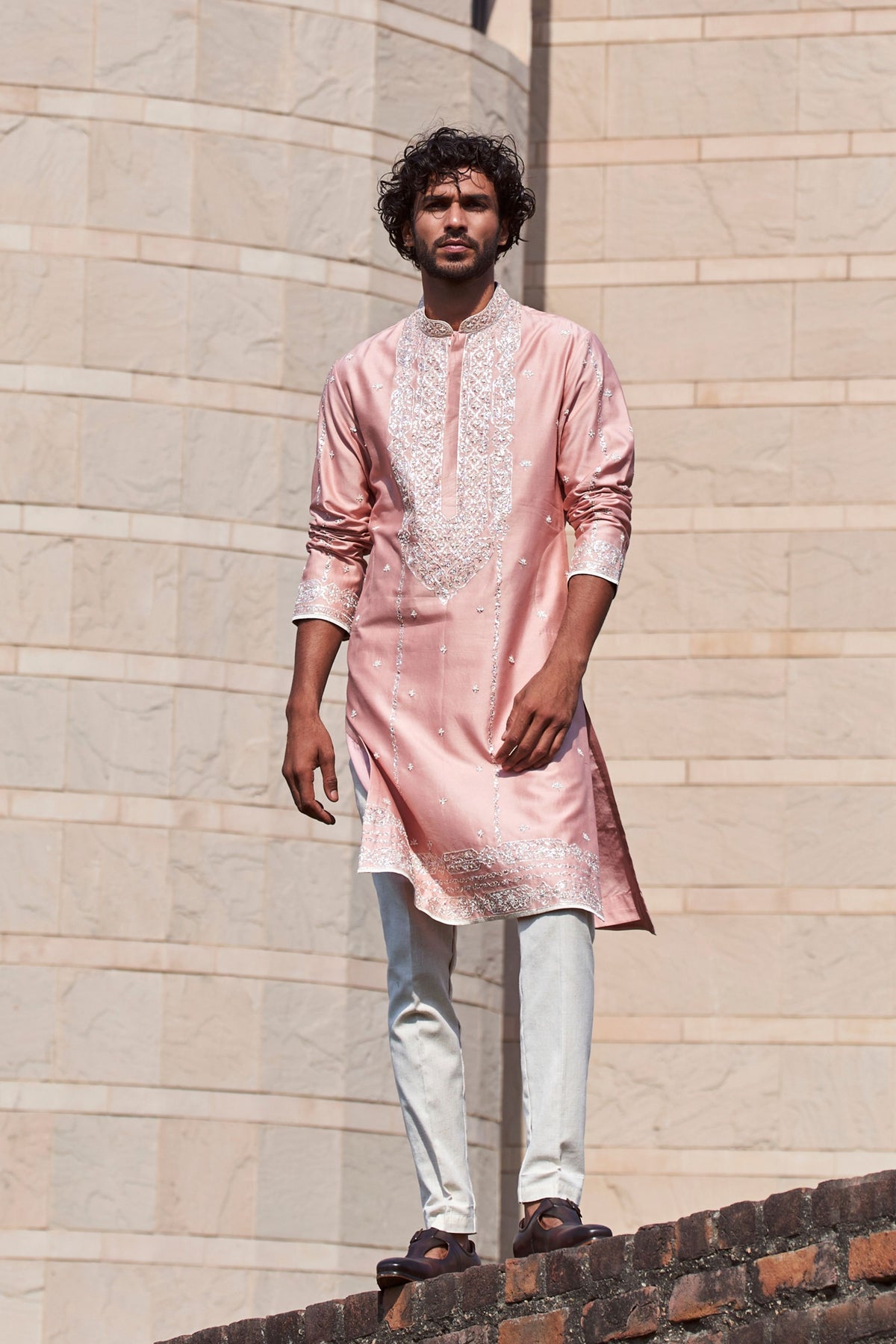 Dusty Rose Mughal Jaal Kurta