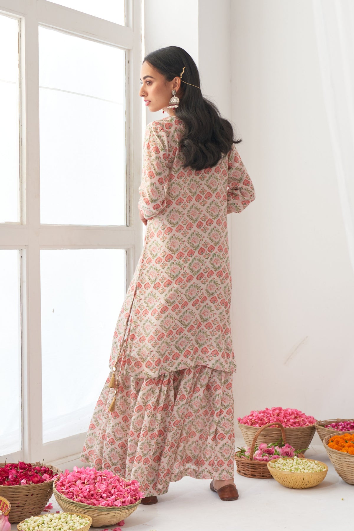 Ivory Peony Kurta Sharara