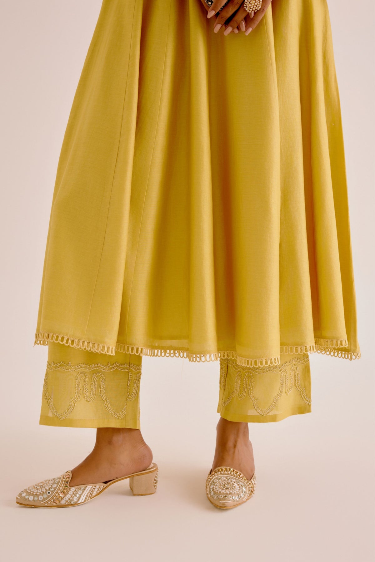 Yellow Embroidered Anarkali Set