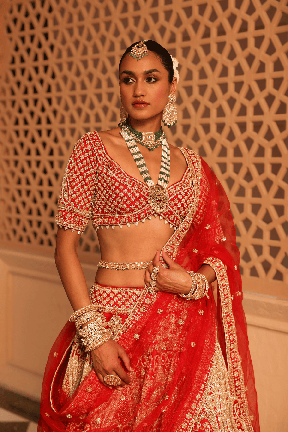 Naazreen Red Lehenga Set