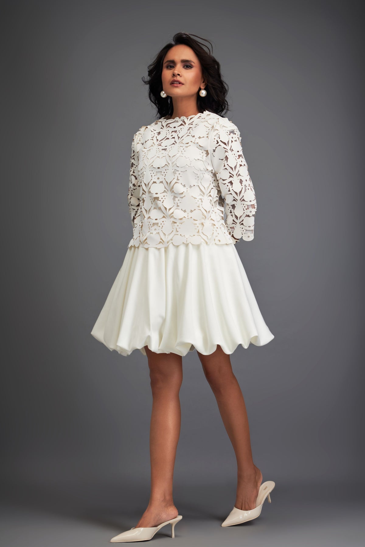 White Velvet Bubble Dress