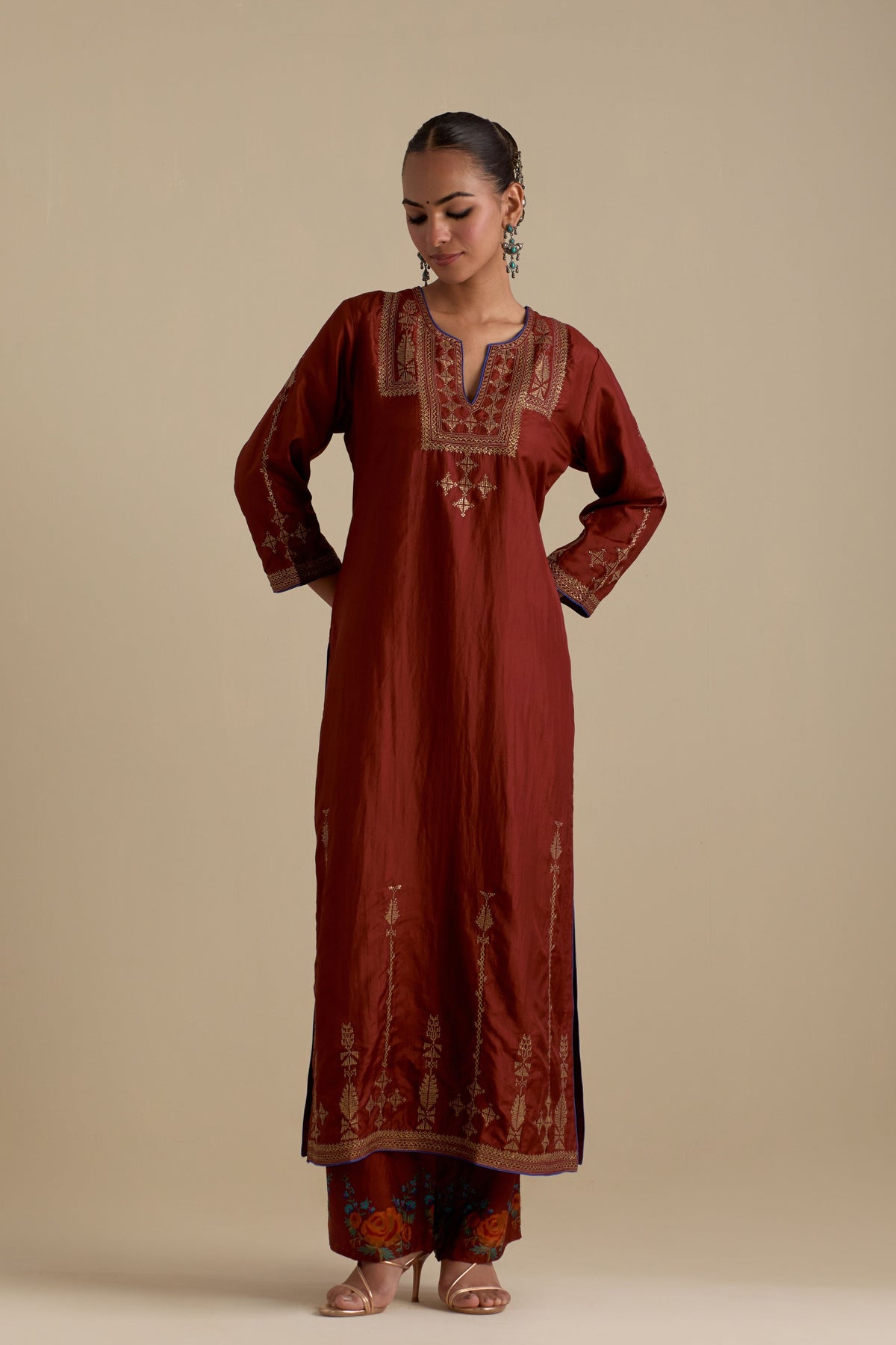 Maroon Silk Kurta Set