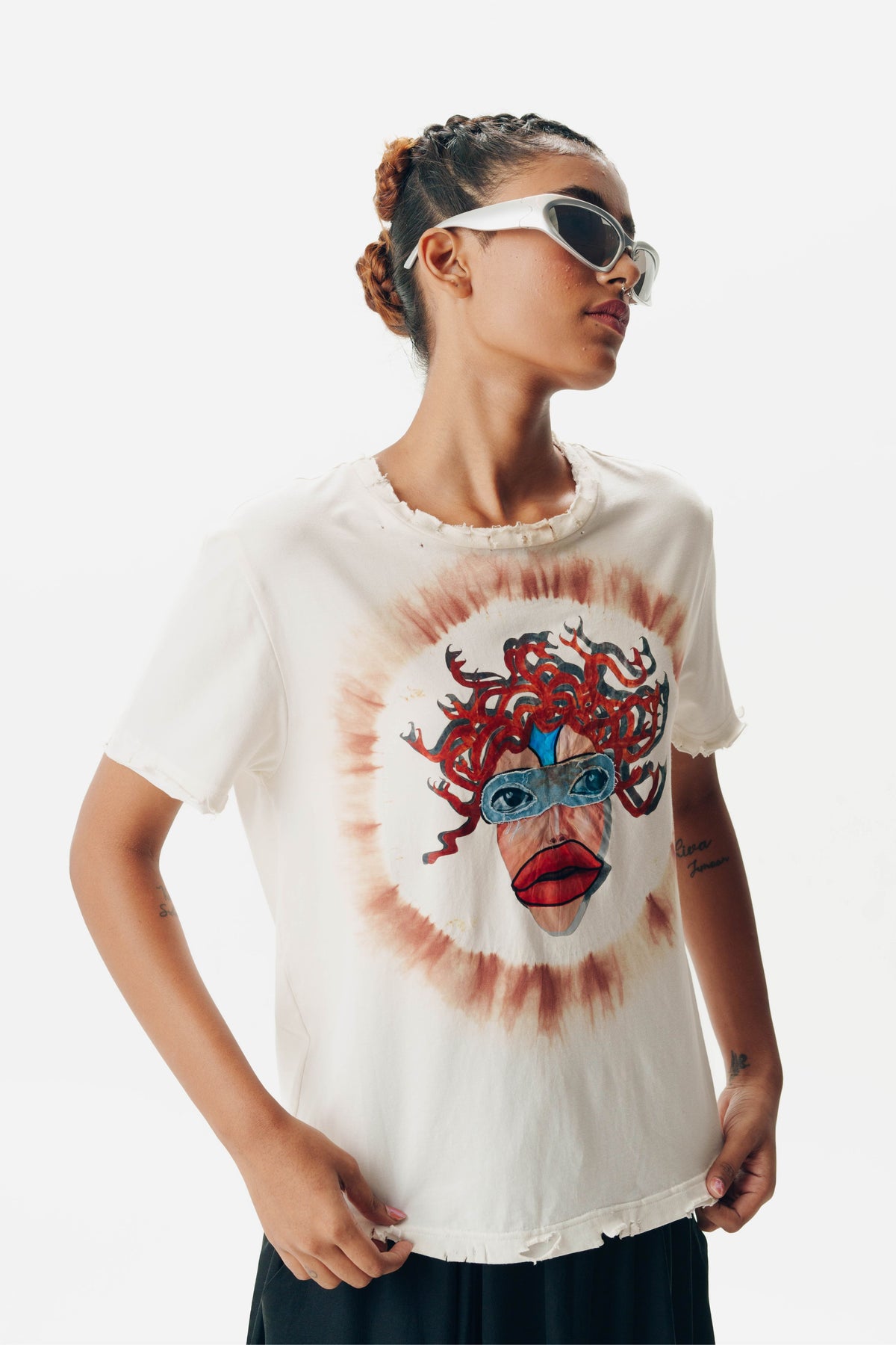 Printed Half Sleeve White T Shirt