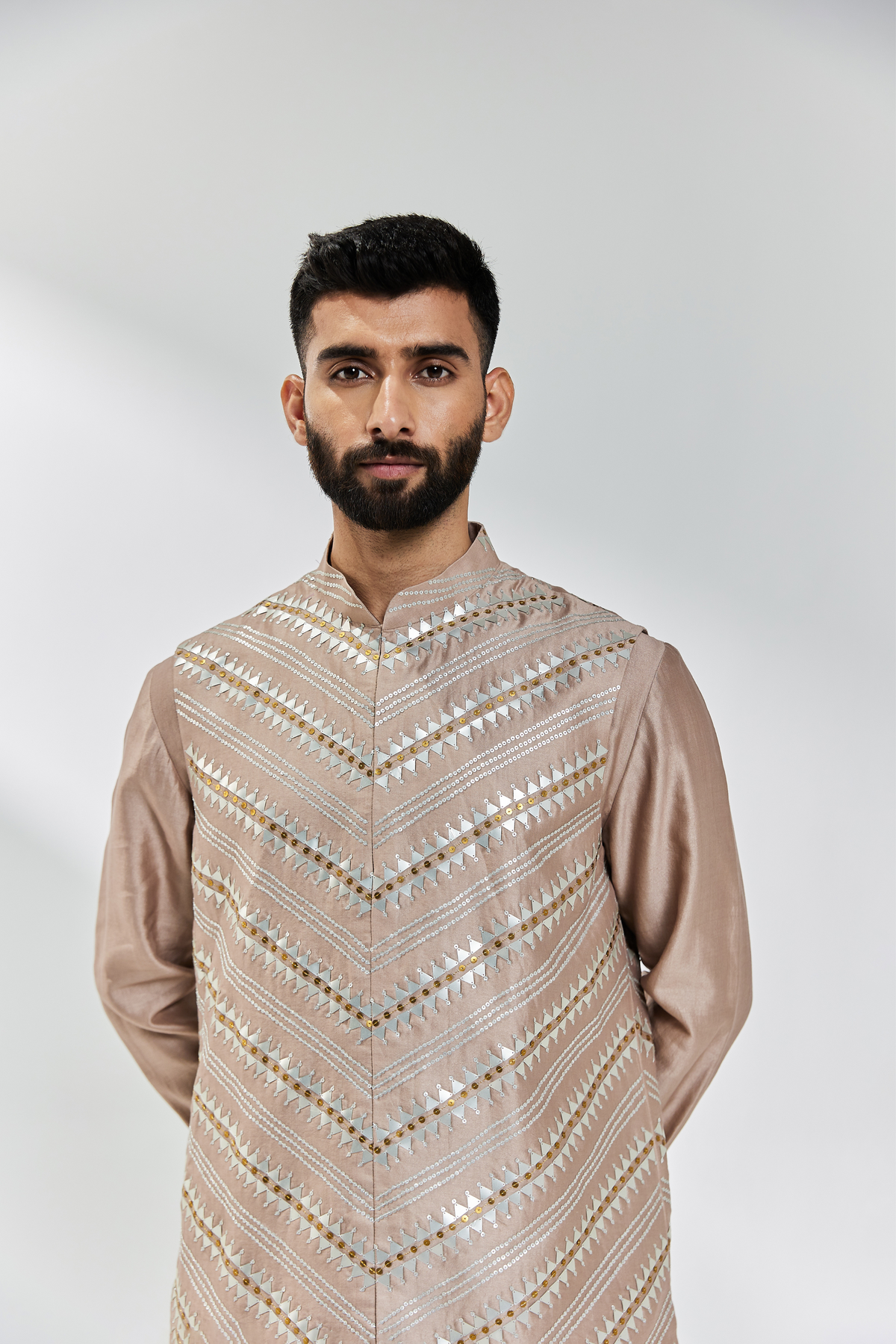 Taupe Nehru Jacket Set