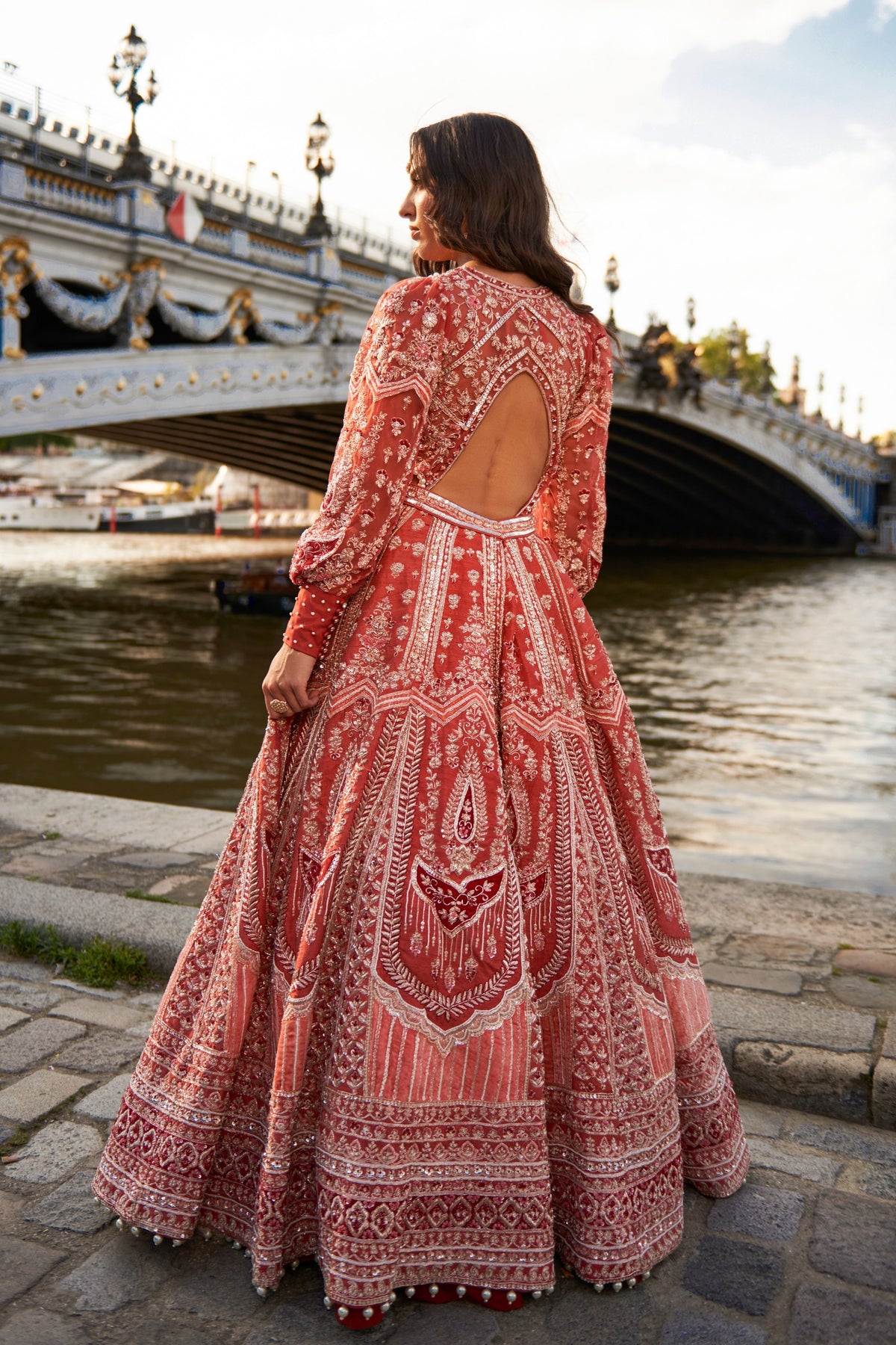 Red Puff- Sleeve Lehenga Set