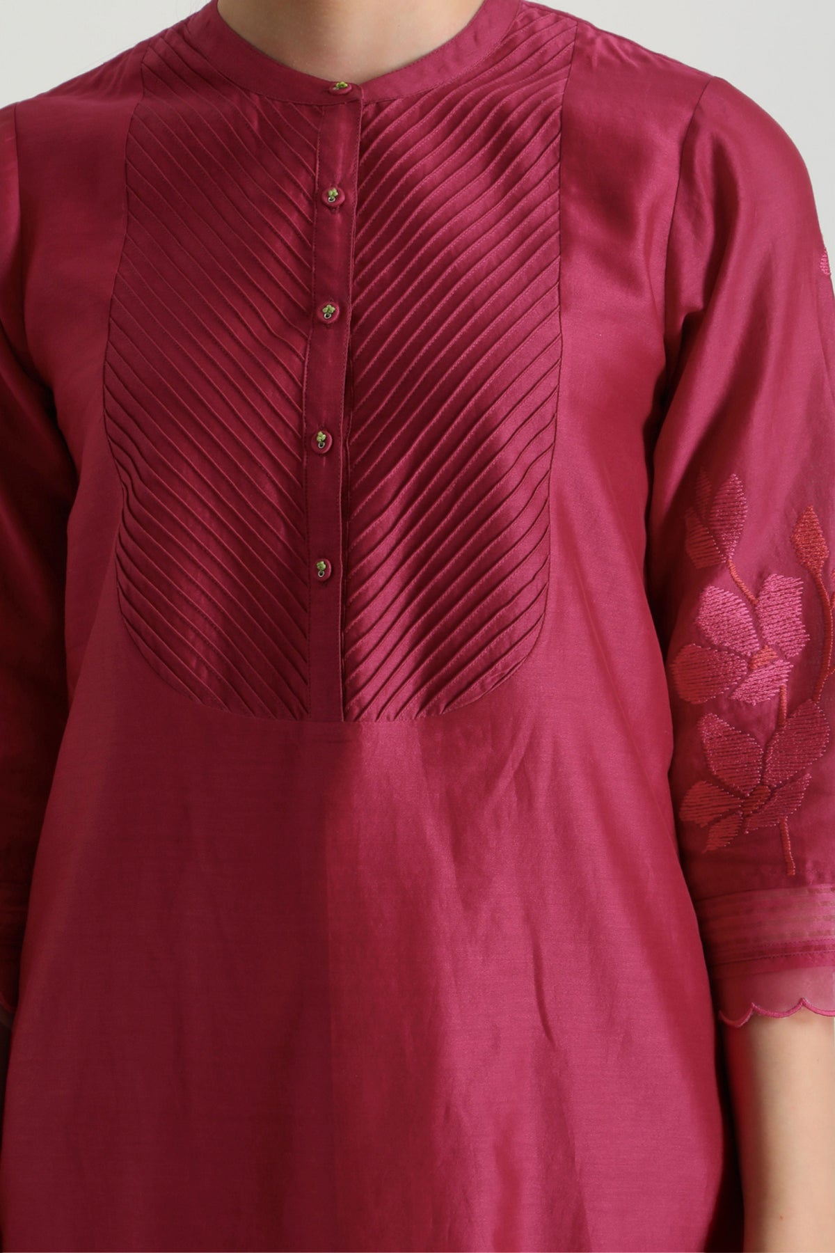 Fushsia Chanderi Kurta Set