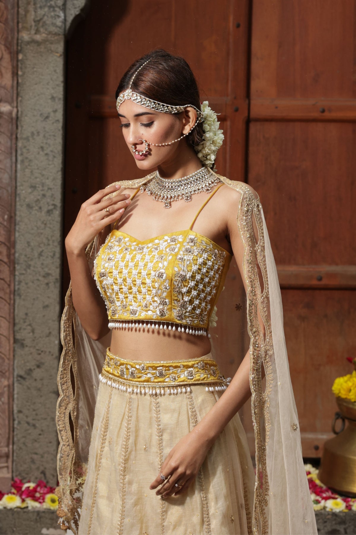 Beige Lehenga Set