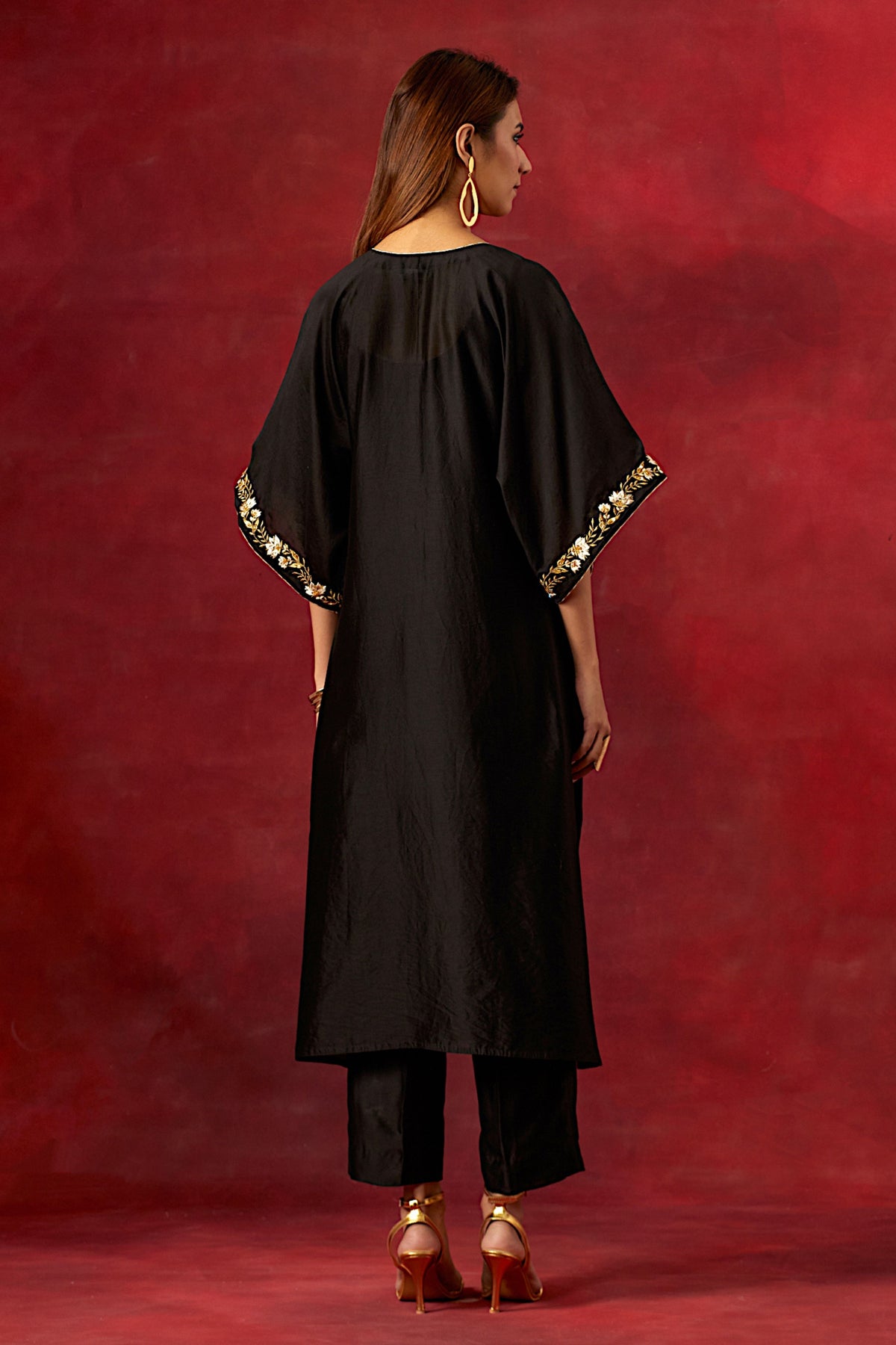 Black Embroidered Yoke Kurta Set