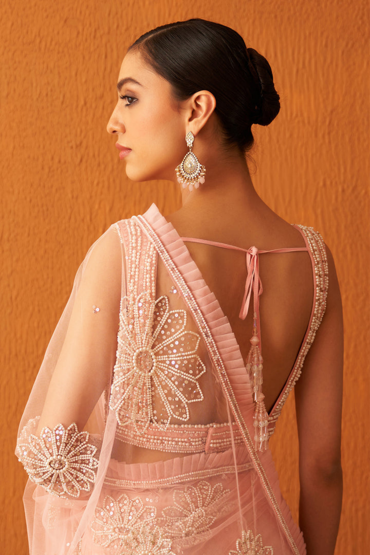 Blush Pink Net Saree