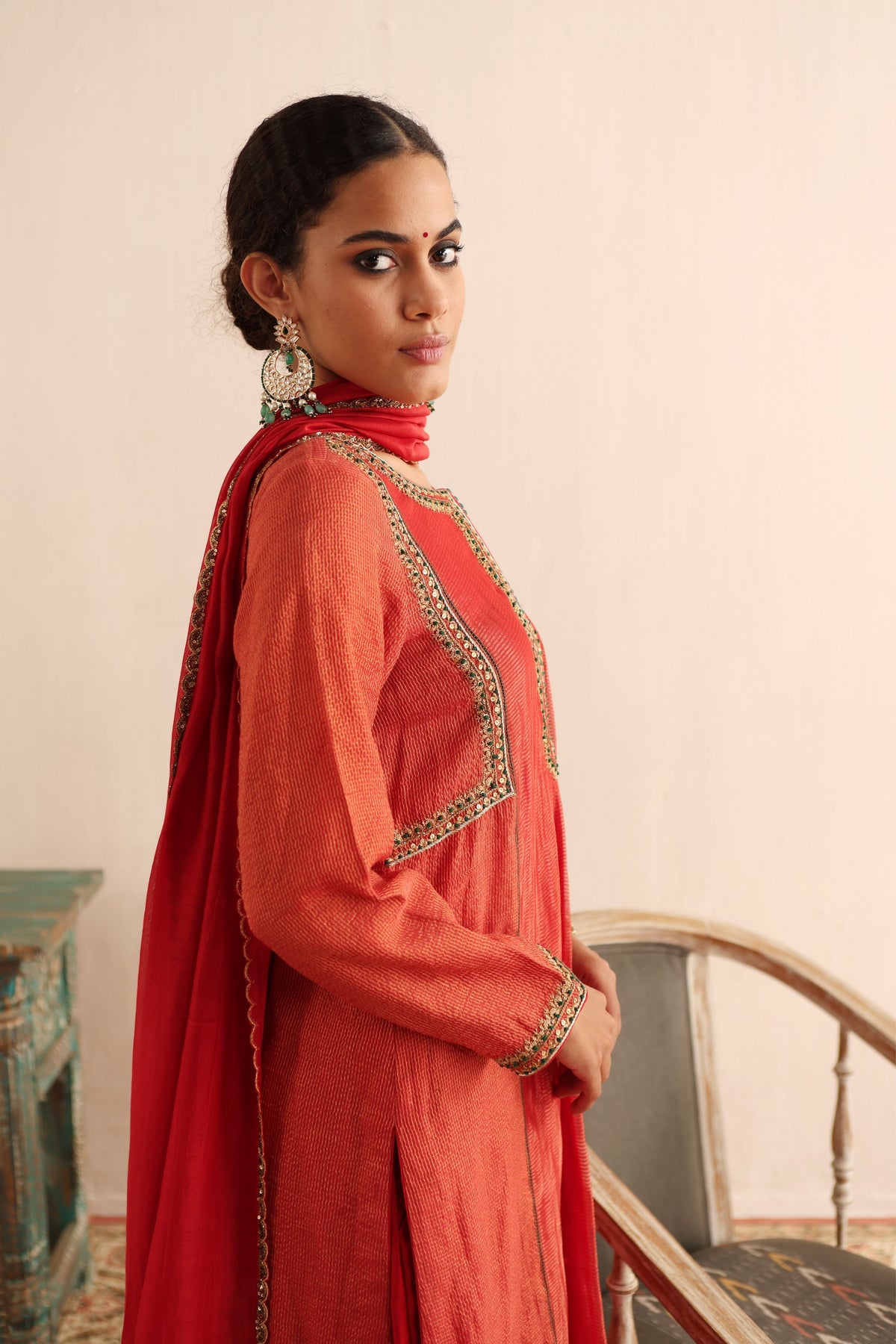 Tomato Red Kurta Set