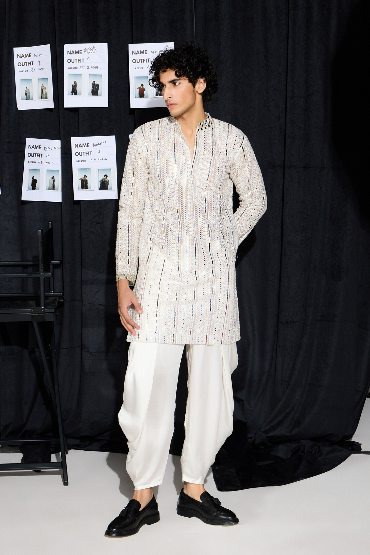 Mirrorwork Kurta With Cowl Dhoti