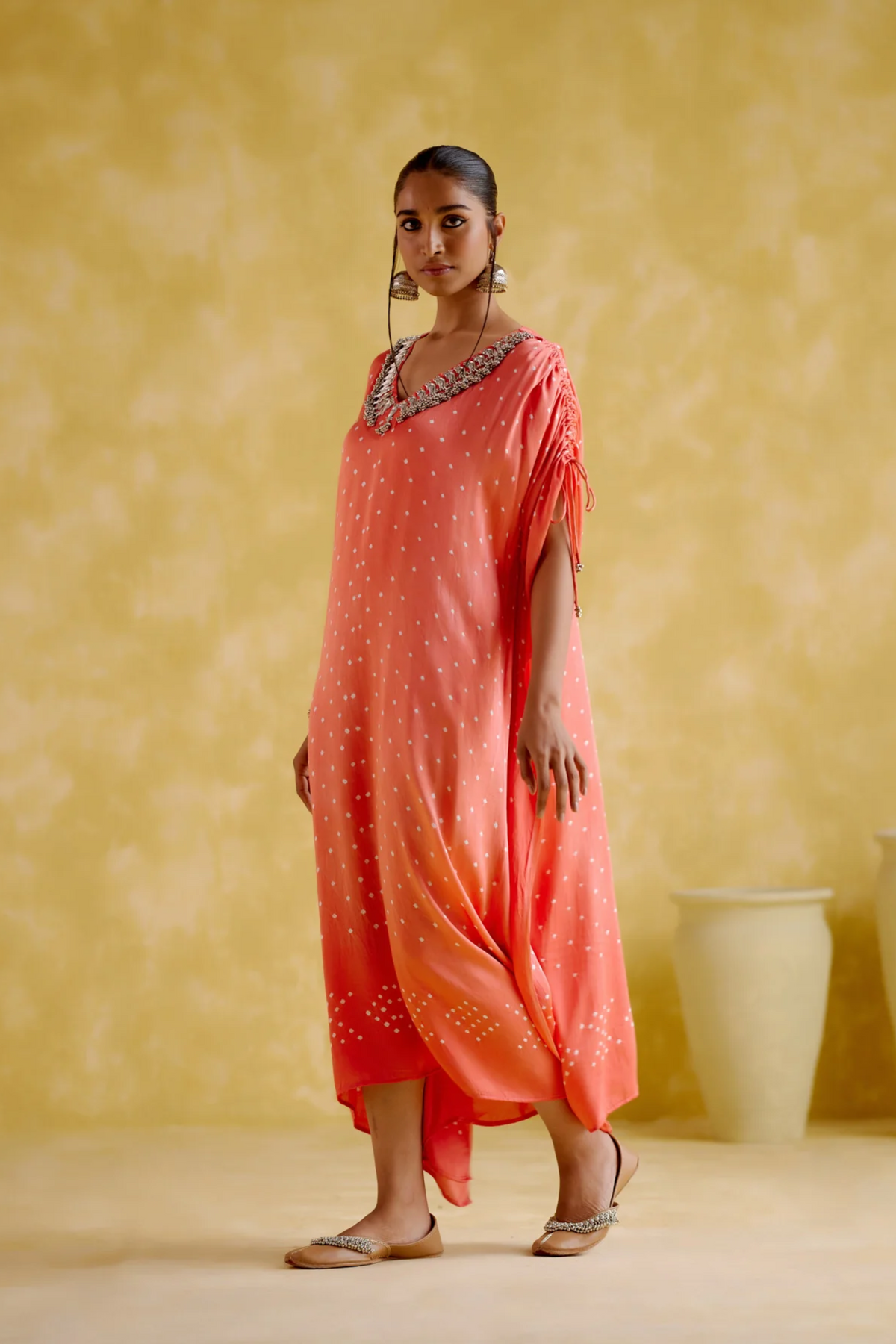 Dakshayani Peach Orange Kaftan