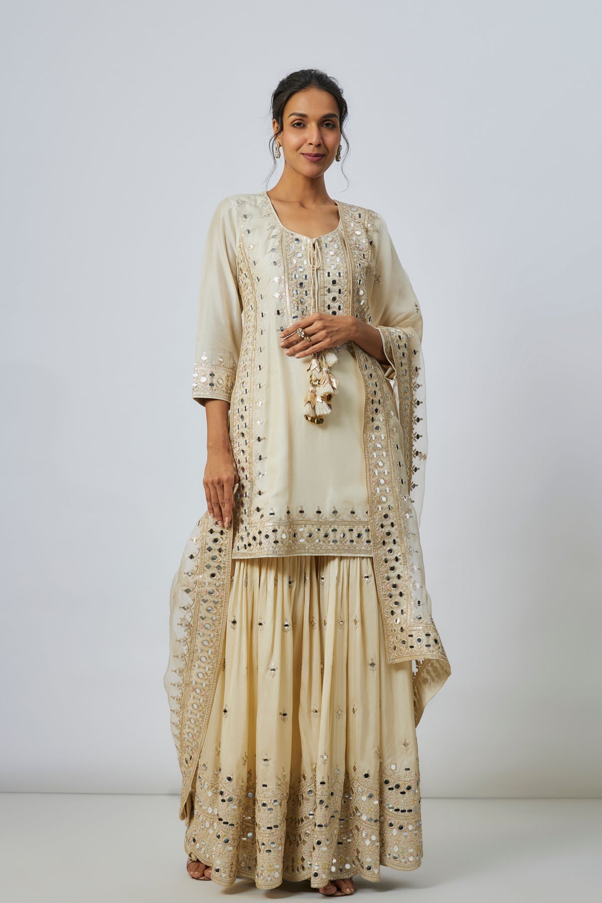 Ivory Pariza Sharara Set